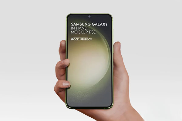 Free Samsung Galaxy Hand Mockup PSD Template