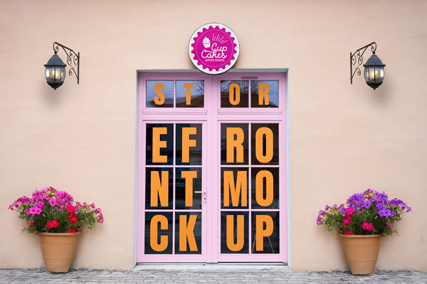 Free Storefront with Sign Mockup PSD Template