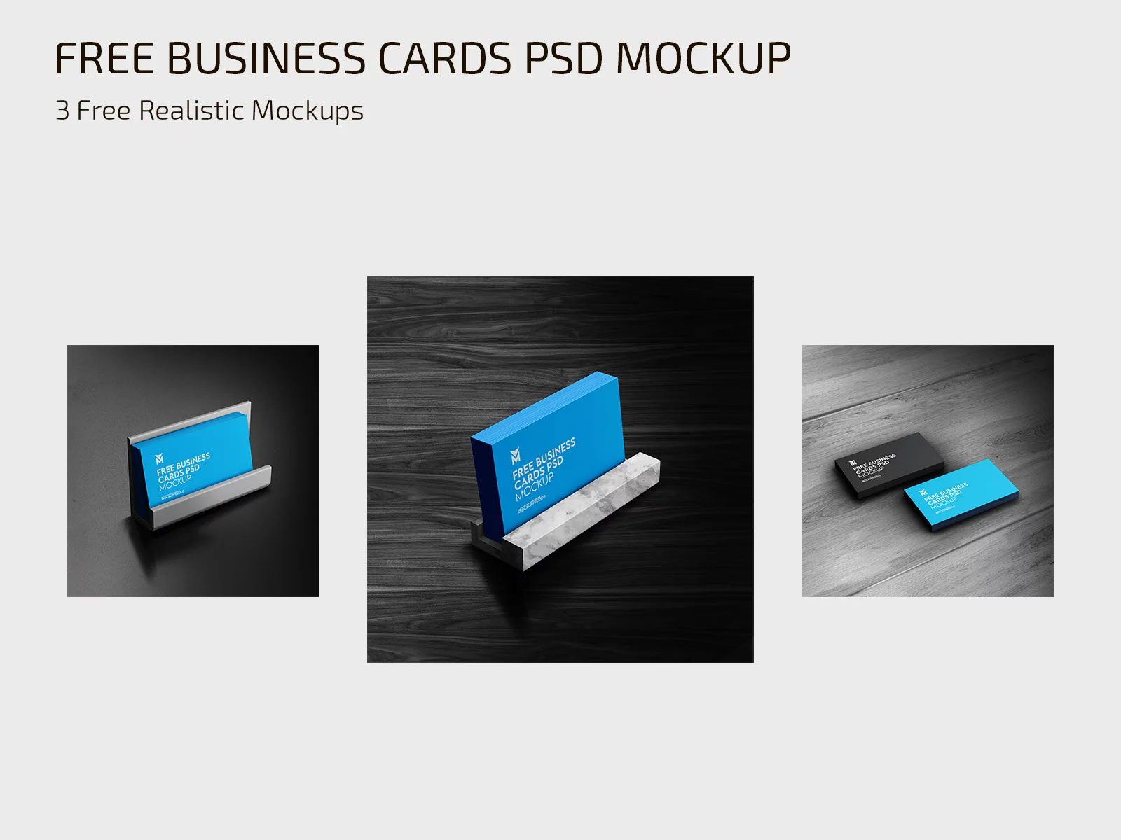 Free Three Business Cards Mockup PSD Template