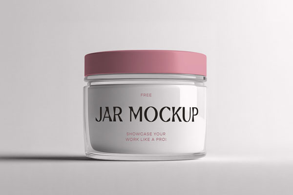 Free Transparent Glass Cosmetic Jar Mockup PSD Template