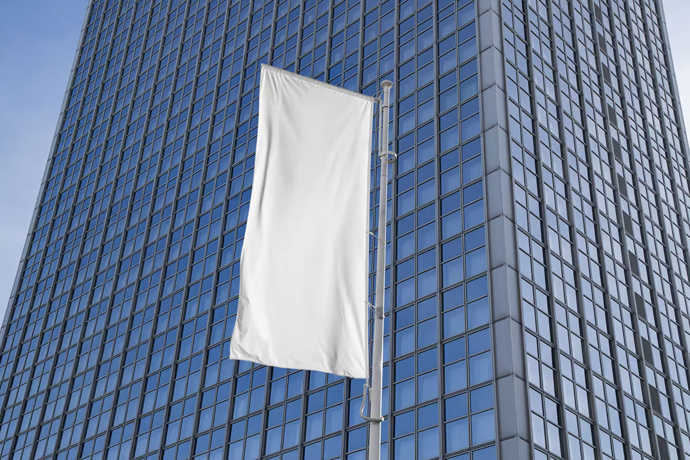 Free Waving Flag on Building Mockup PSD Template