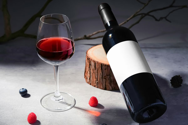 Free Wine Bottle on Wood Mockup PSD Template