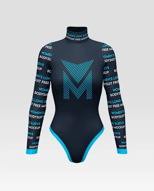 Free Womens Long Sleeve Bodysuit Mockup PSD Template