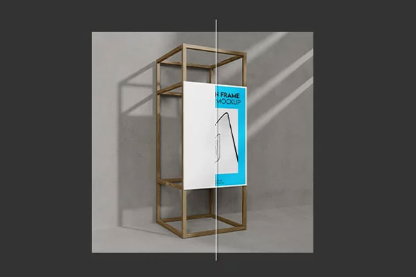 Free Wooden Frame Poster Mockup PSD Template