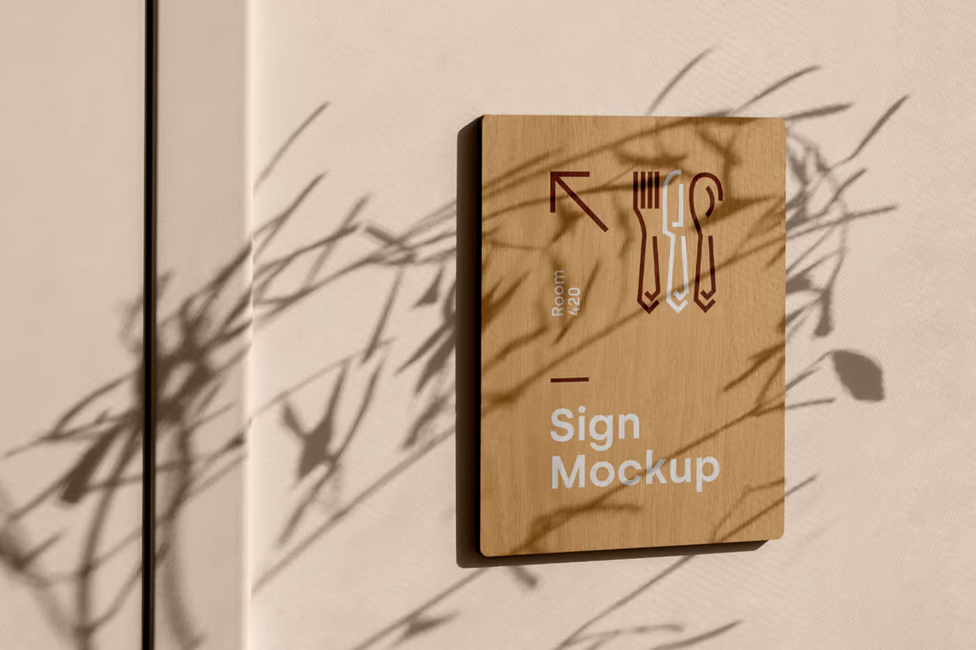 Free Wood Sign on the Wall Mockup PSD Template