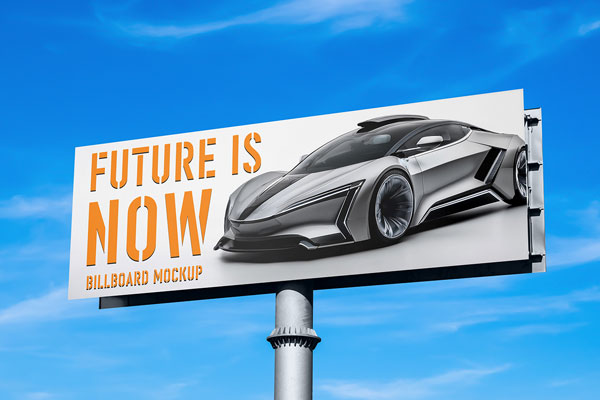 Free Big Billboard on Sky Mockup PSD Template