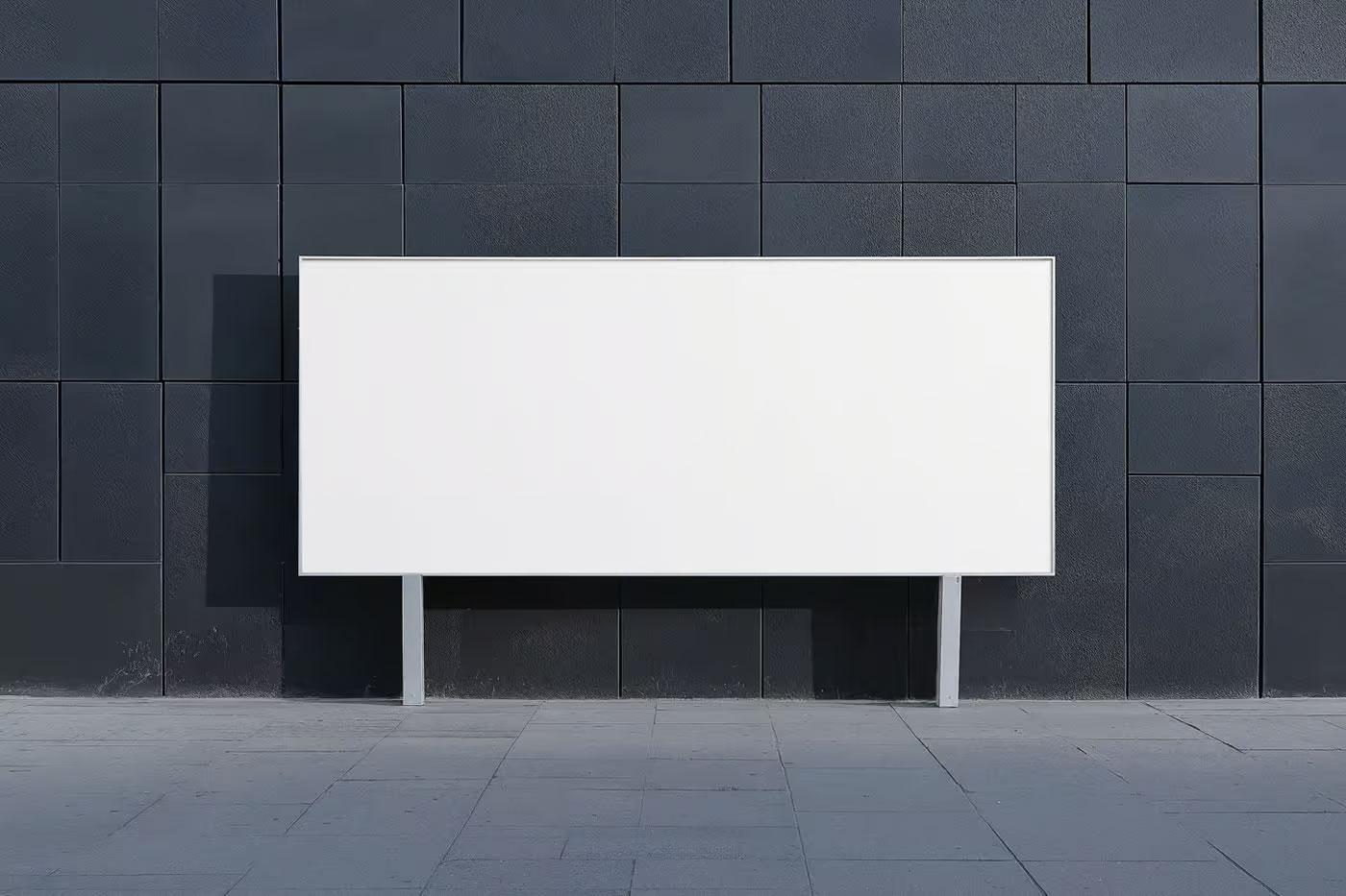 Free Billboard in Front of Dark Building Mockup PSD Template