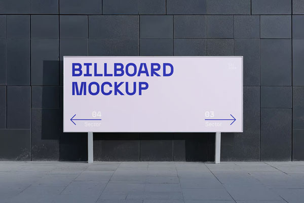 Free Billboard in Front of Dark Building Mockup PSD Template