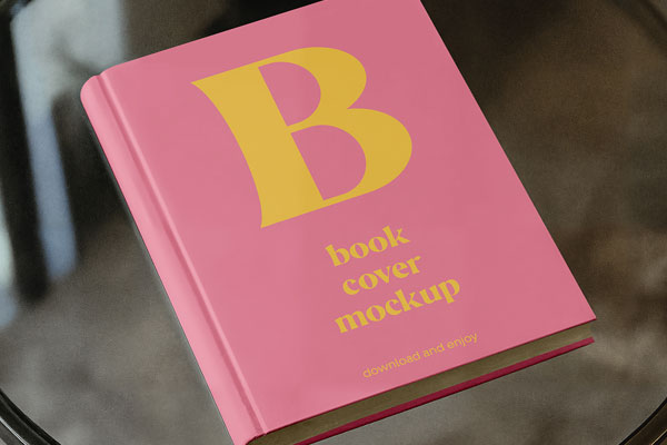 Free Book on Glass Table Mockup PSD Template