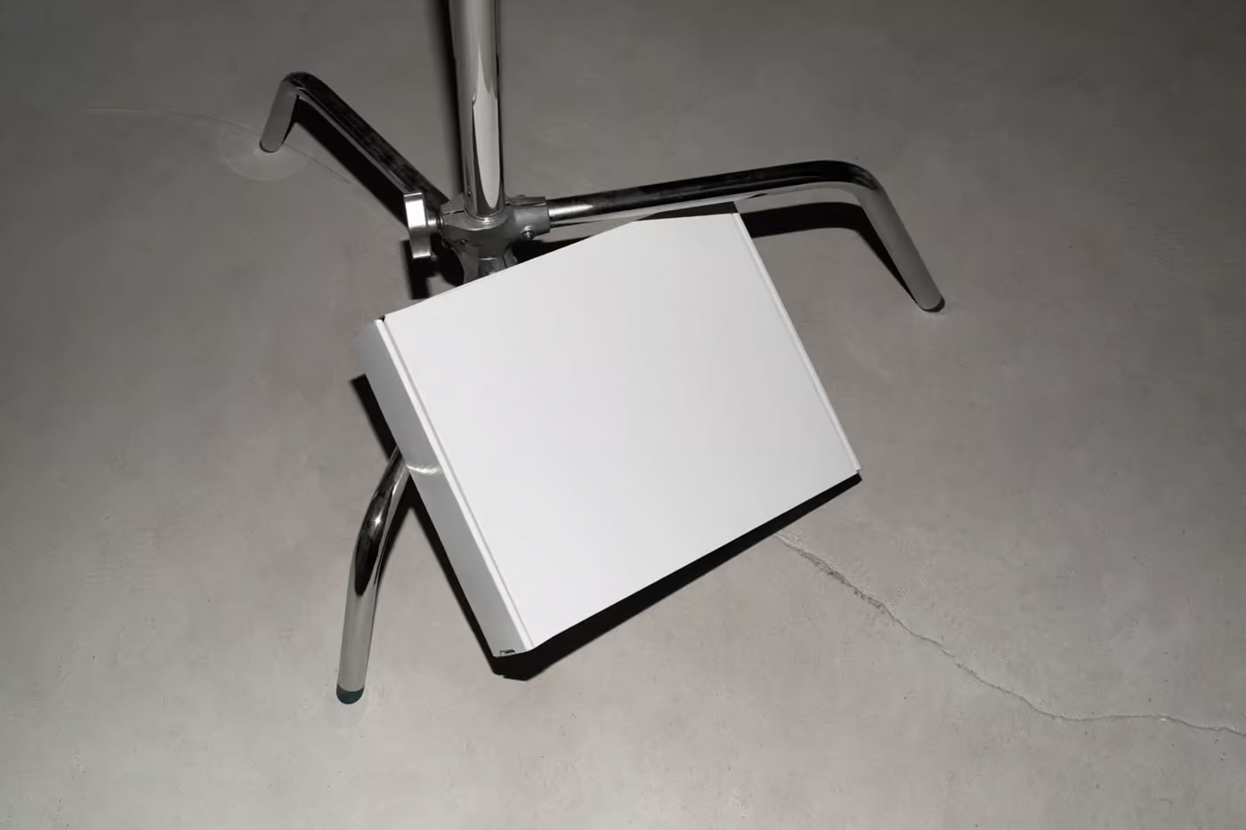 Free Cardboard Box on Tripod Mockup PSD Template