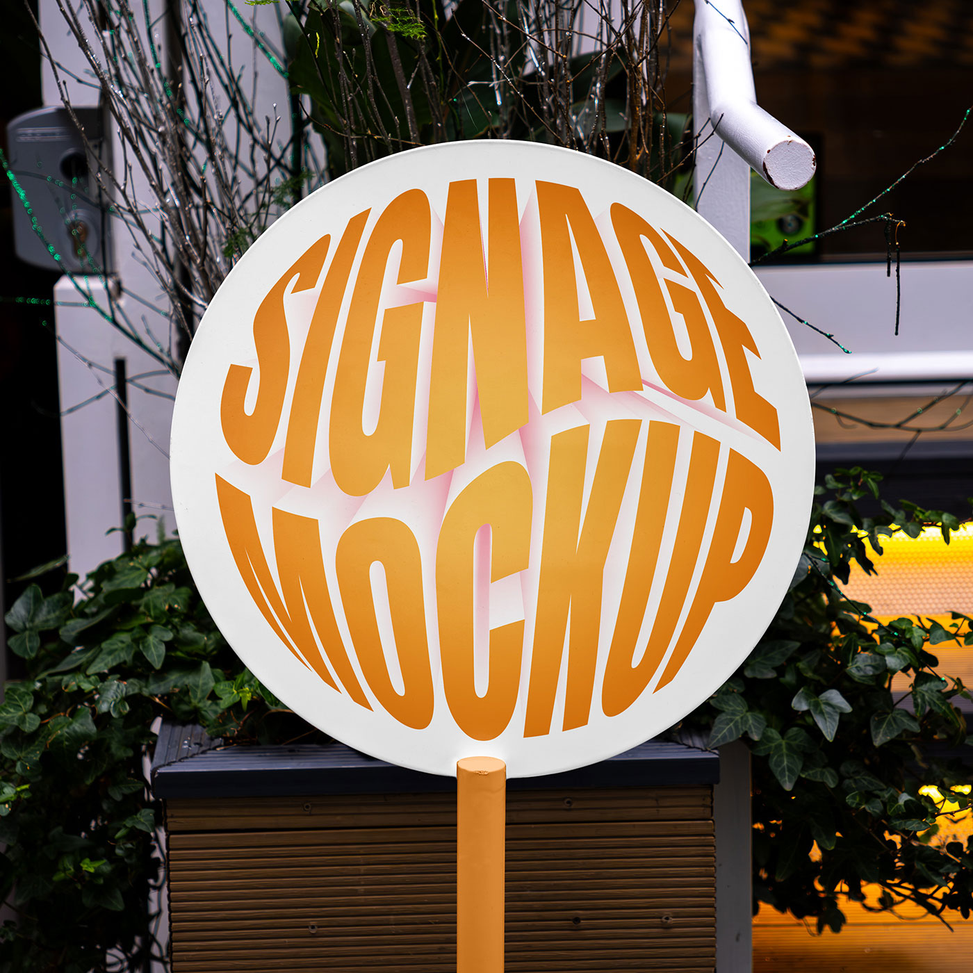 Free Circle Metal Sign Mockup PSD Template