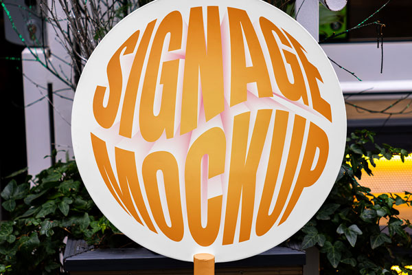 Free Circle Metal Sign Mockup PSD Template