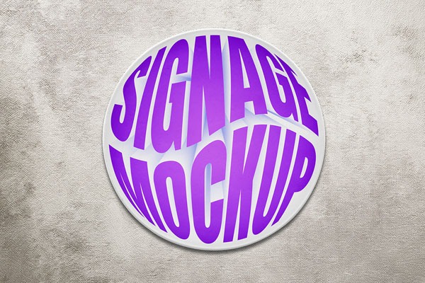 Free Circle Sign on Wall Mockup PSD Template