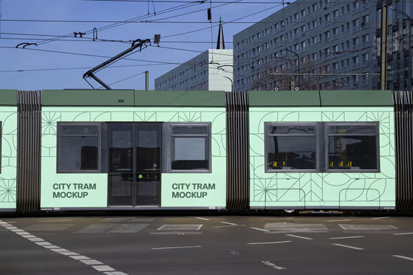 Free City Tram Mockup PSD Template