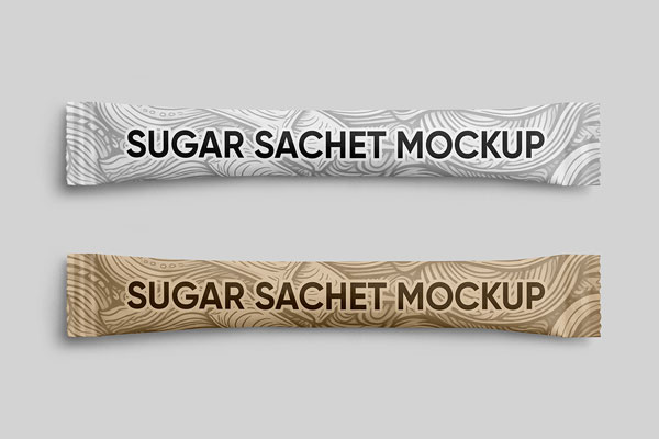 Free Classic Sugar Sachet Mockup PSD Template