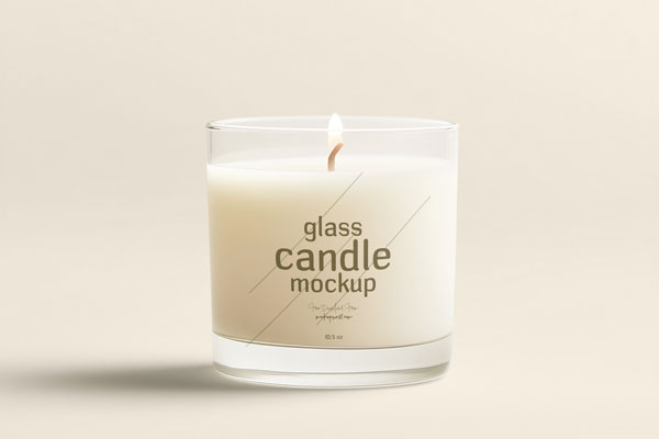 Free Clear Glass Candle Mockup PSD Template