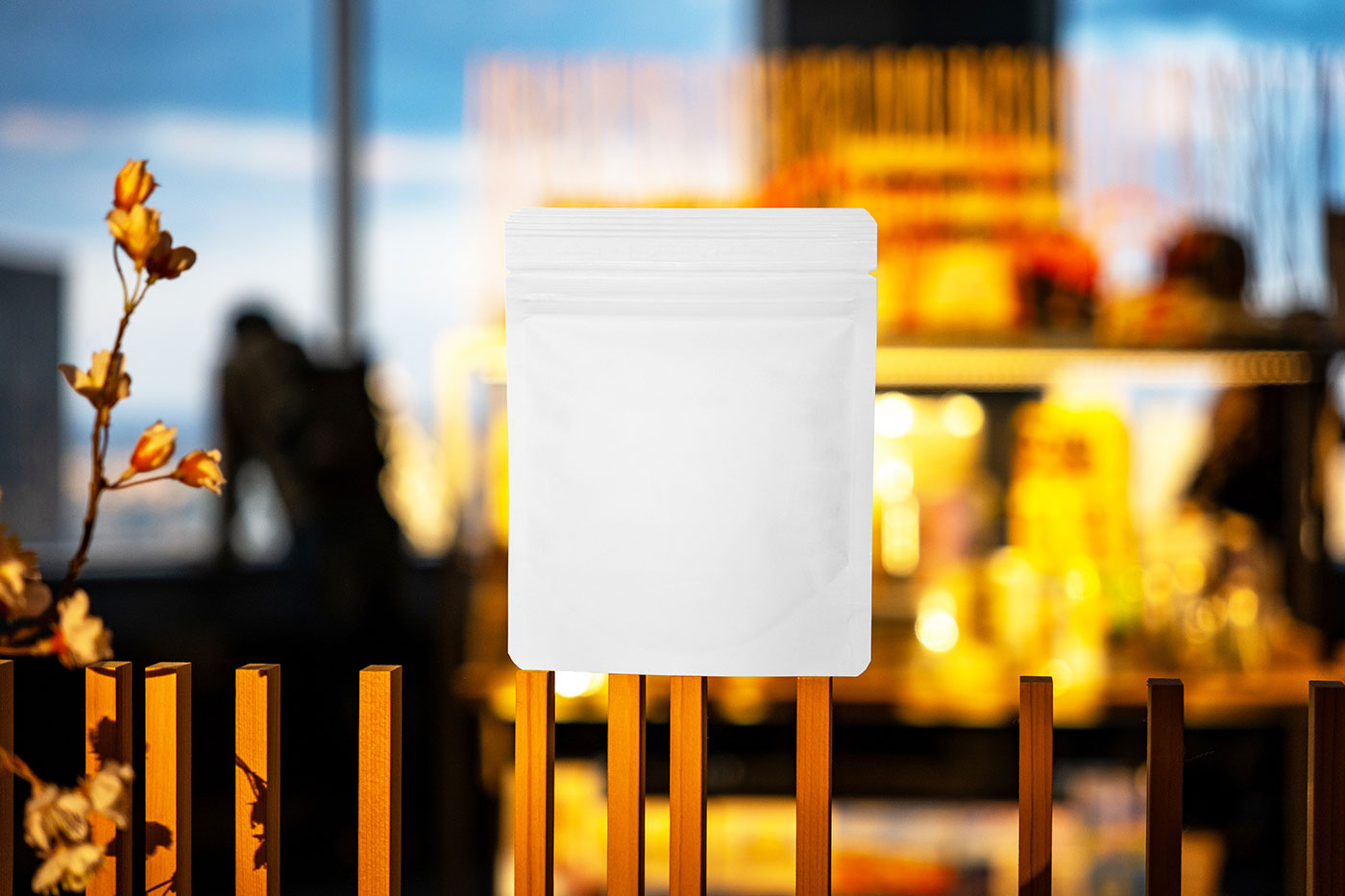 Free Coffee Bag at Sunset Mockup PSD Template