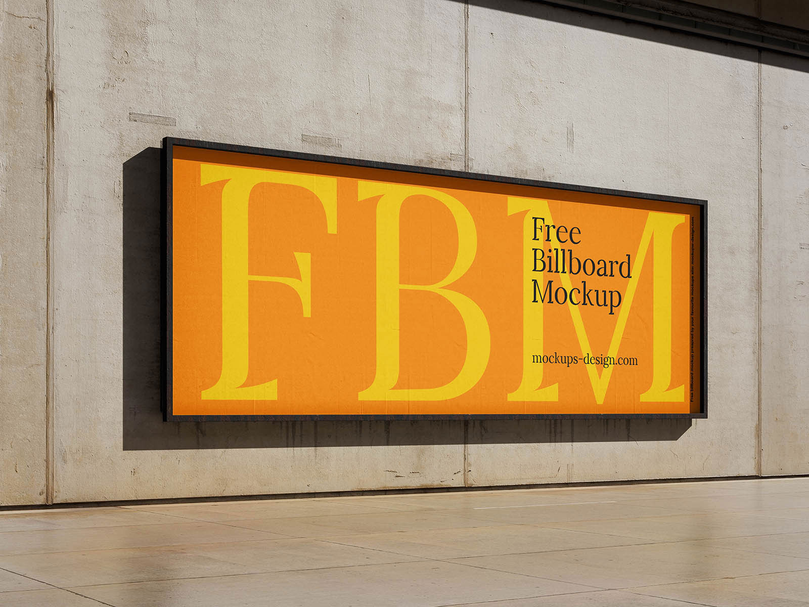 Free Concrete Wall Billboard Mockup PSD Template