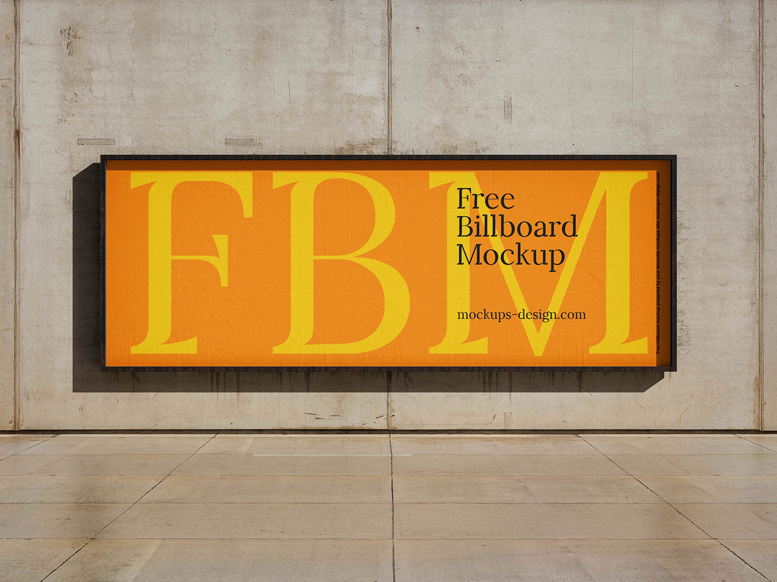 Free Concrete Wall Billboard Mockup PSD Template