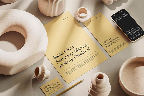 Free Elegant Stationery Mockup Set PSD Template