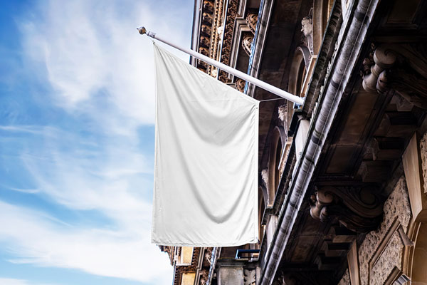 Free Flag on Old Building Mockup PSD Template