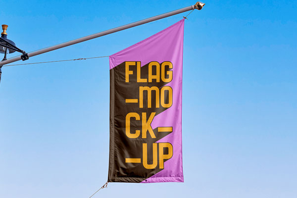 Free Flag on Pole Mockup PSD Template