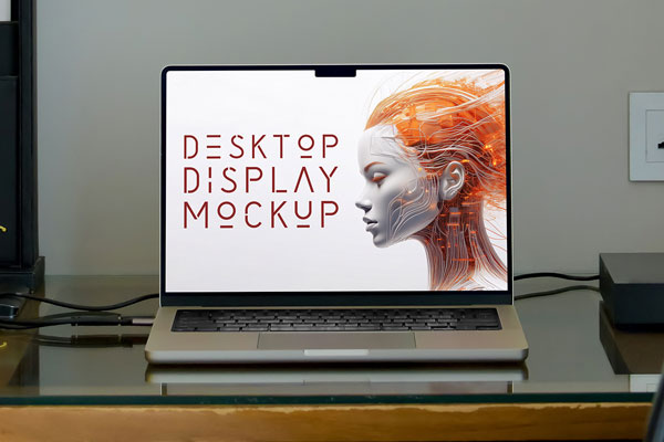 Free Front View MacBook Mockup PSD Template