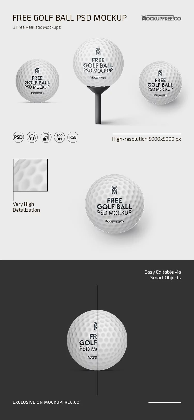 Free Golf Ball Mockup PSD Template