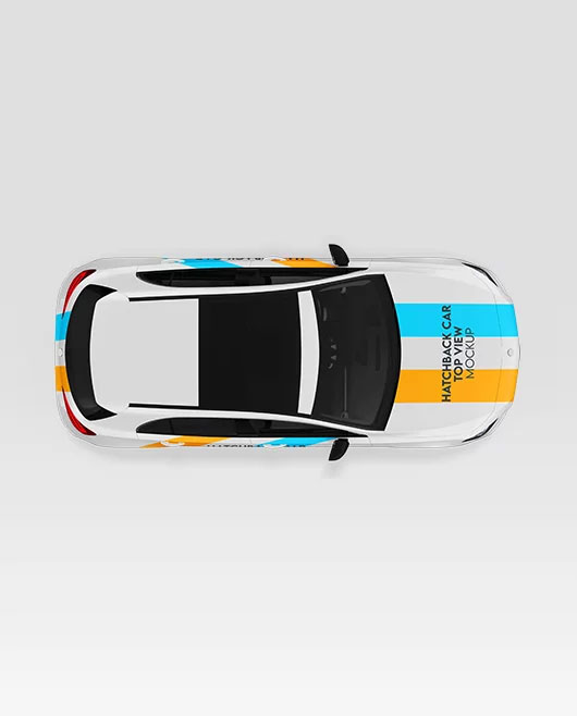 Free Hatchback Car Top View Mockup PSD Template