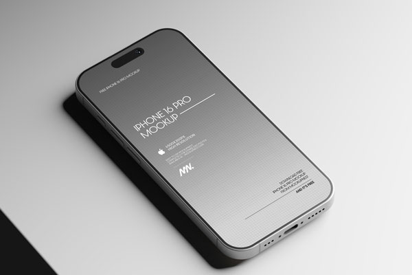 Free iPhone 16 Pro Mockup Black Titanium Color PSD Template