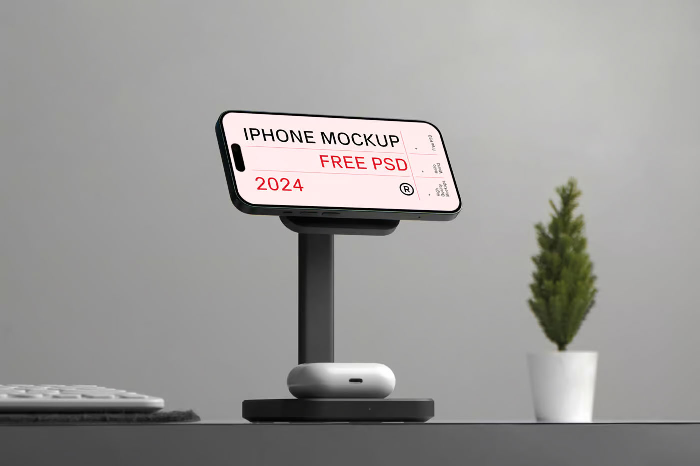 Free iPhone in Charger Mockup PSD Template