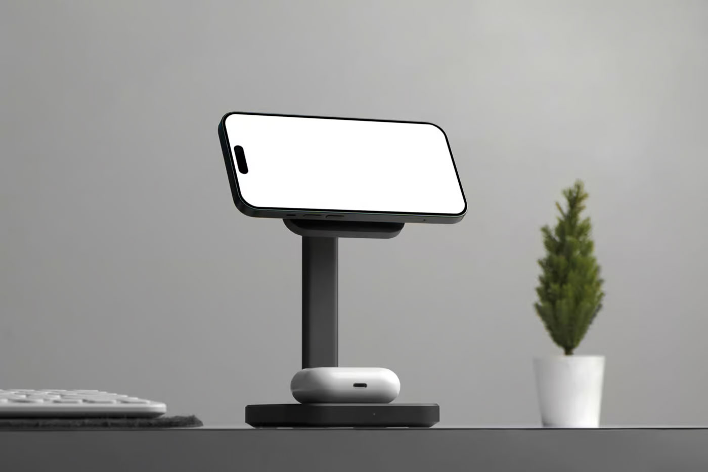Free iPhone in Charger Mockup PSD Template
