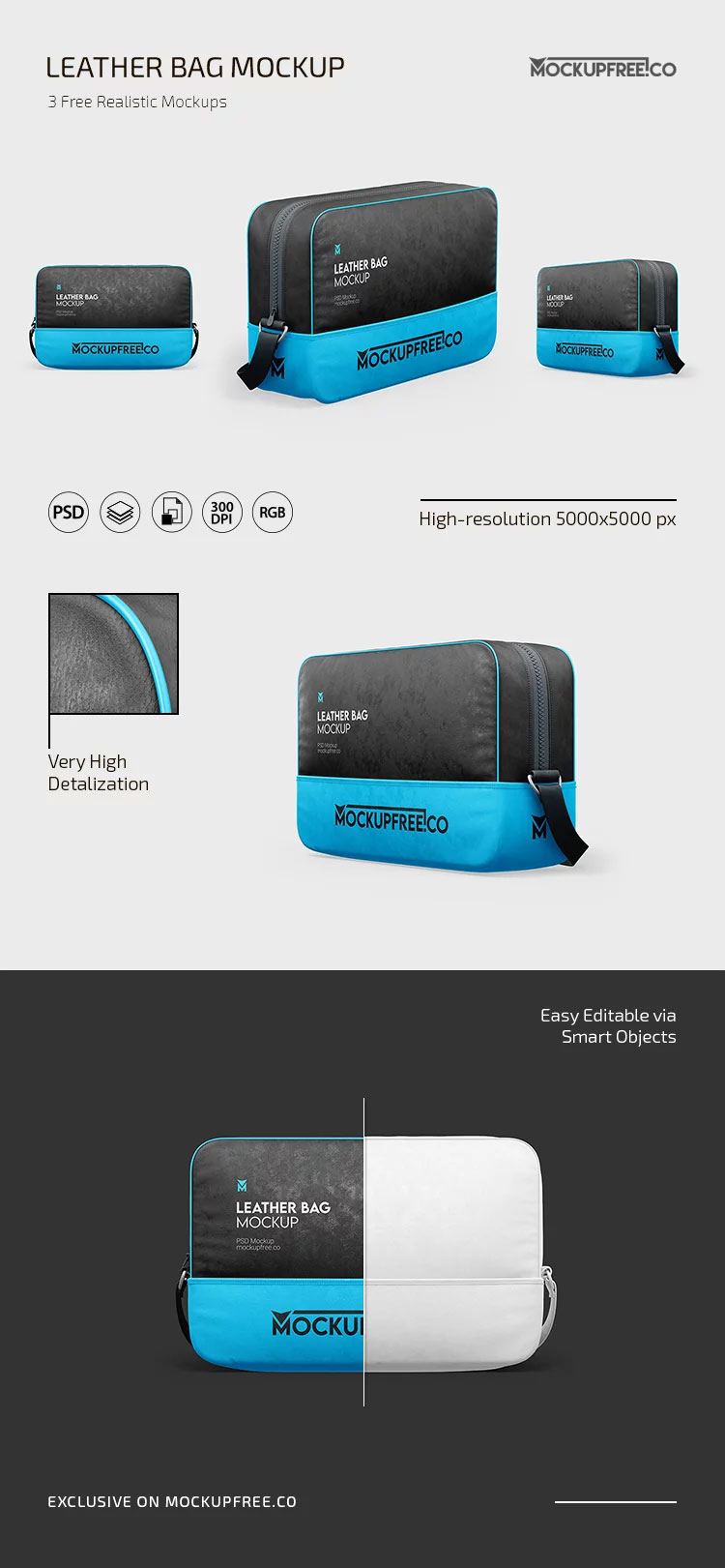 Free Leather Bag Mockup PSD Template
