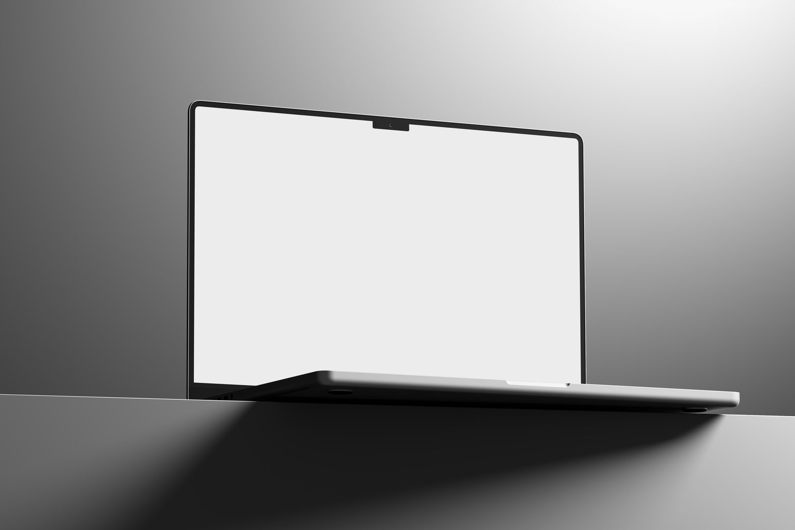 Free MacBook Pro Mockup with Dark Contrast Lighting PSD Template