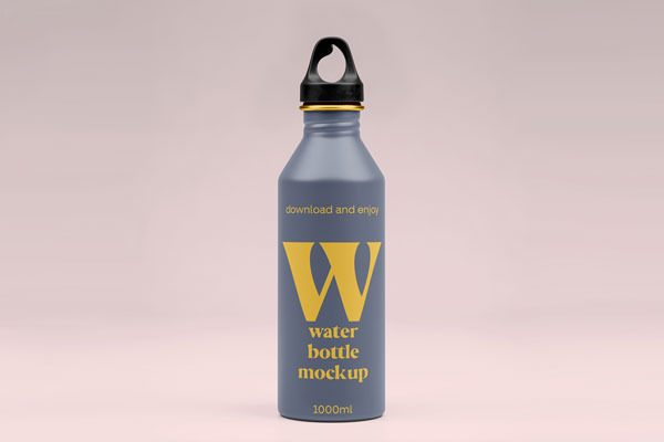 Free Metal Water Bottle Mockup PSD Template