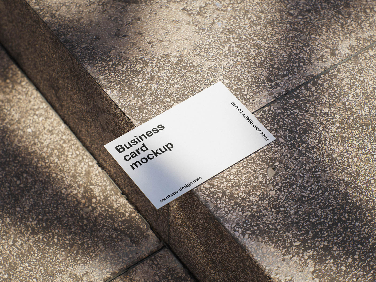 Free Minimal Business Card Mockup on Terrazzo PSD Template