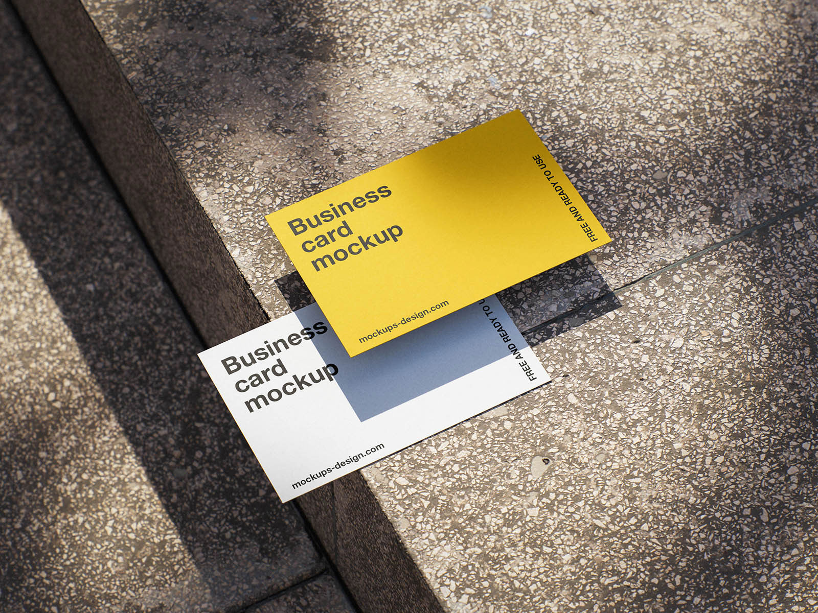 Free Minimal Business Card Mockup on Terrazzo PSD Template