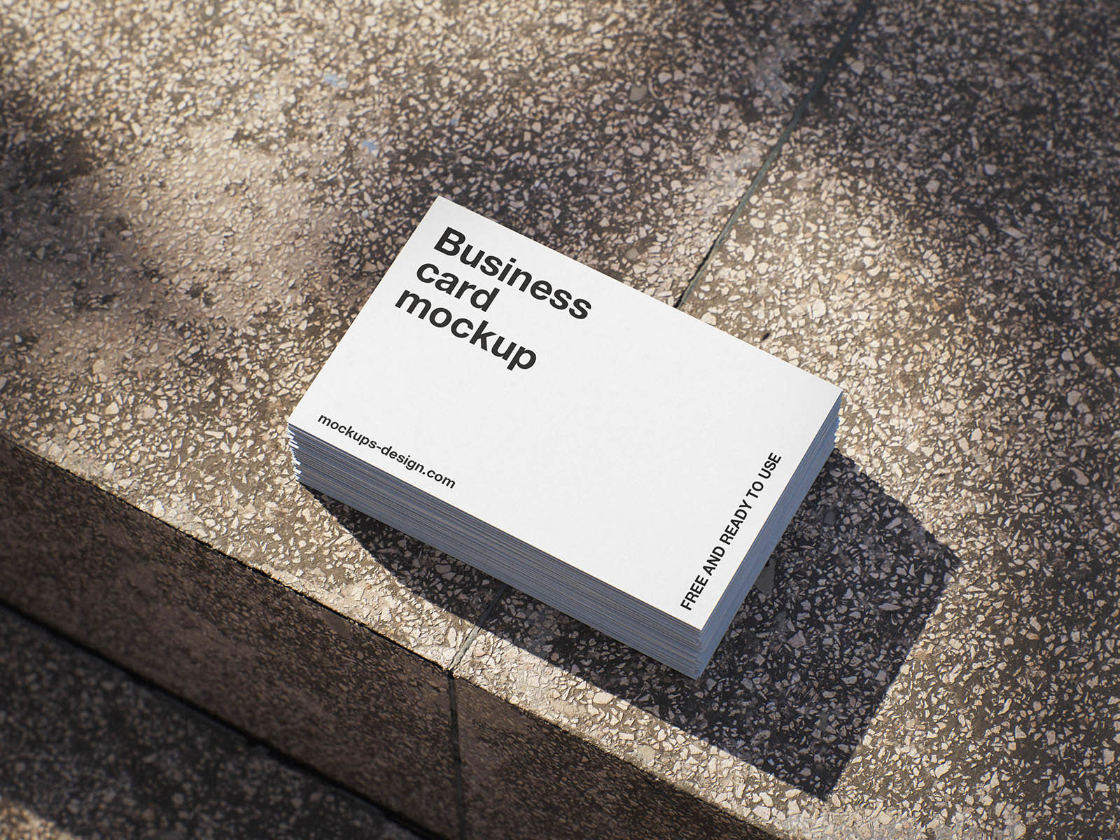 Free Minimal Business Card Mockup on Terrazzo PSD Template