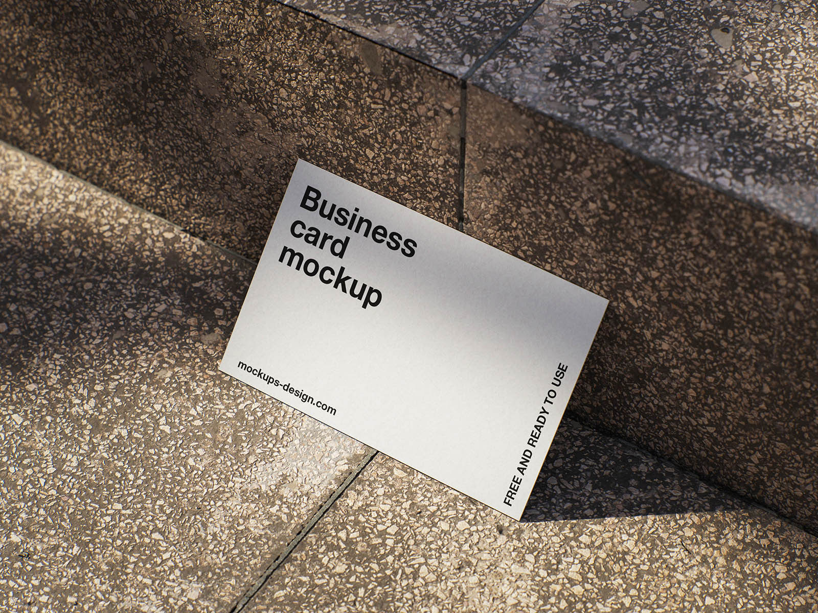 Free Minimal Business Card Mockup on Terrazzo PSD Template