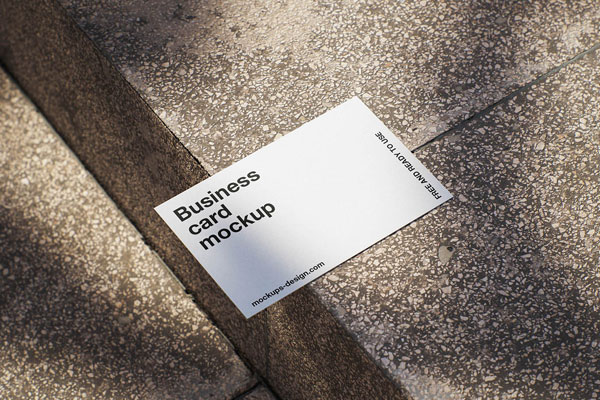 Free Minimal Business Card Mockup on Terrazzo PSD Template