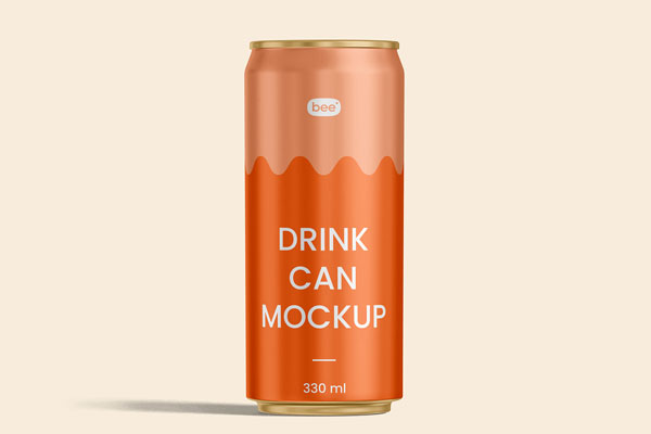 Free Narrow Can Mockup PSD Template