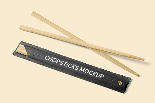 Free Perspective Chinese Chopsticks Mockup PSD Template