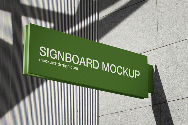 Free Rectangular Signboard Mockup PSD Template