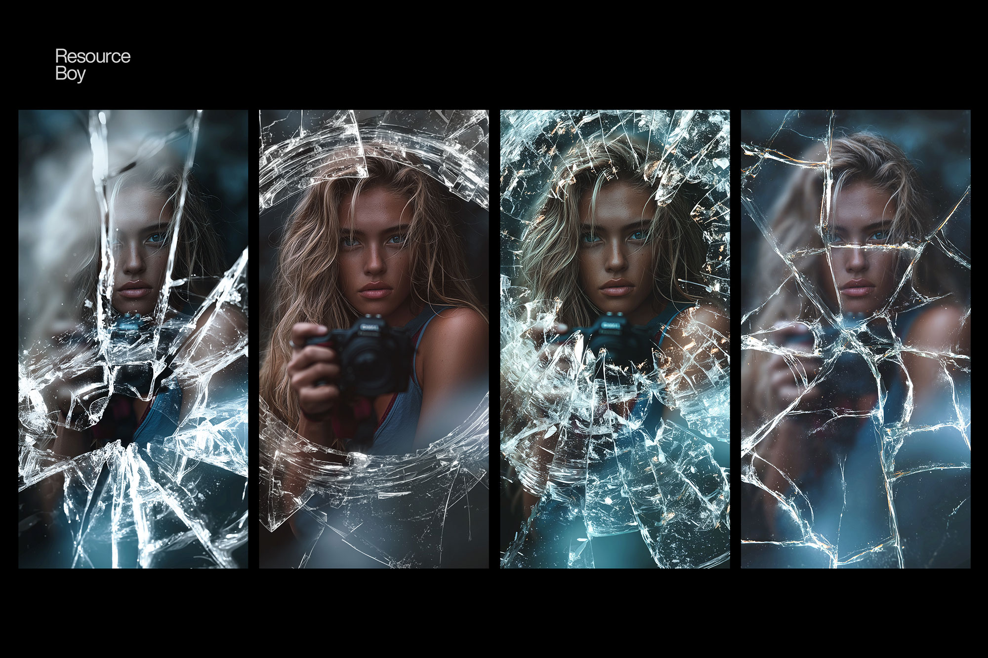 250 Broken Glass Photoshop Brushes preview