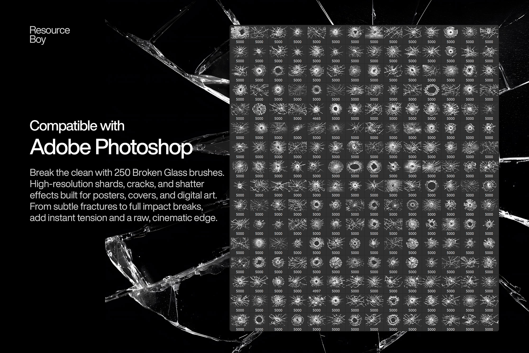 250 Broken Glass Photoshop Brushes preview 2