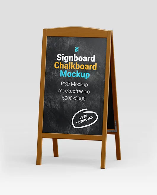 Free Signboard Chalkboard Mockups PSD Template