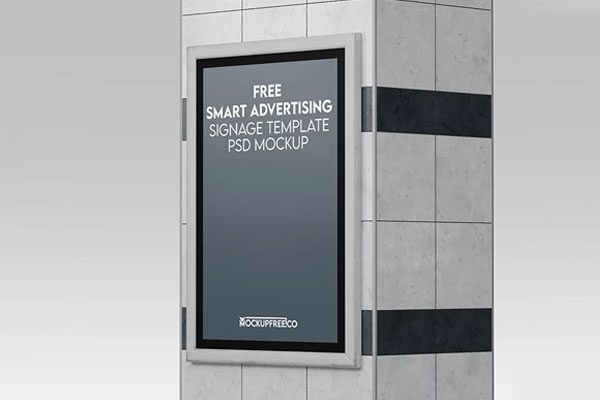 Free Smart Advertising Signage Mockup PSD Template