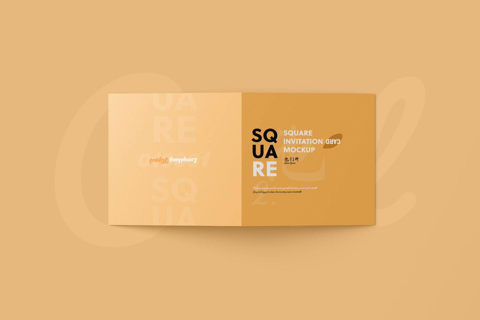 Free Square Folded Wedding Invitation Card Mockup PSD Template