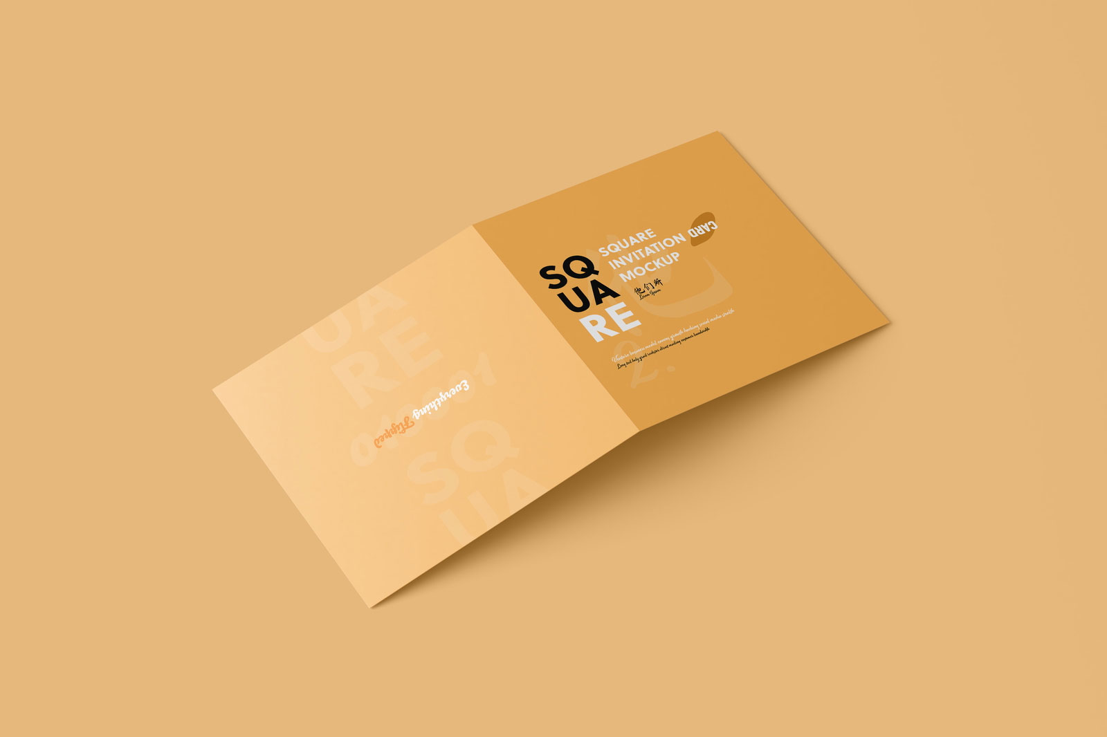 Free Square Folded Wedding Invitation Card Mockup PSD Template