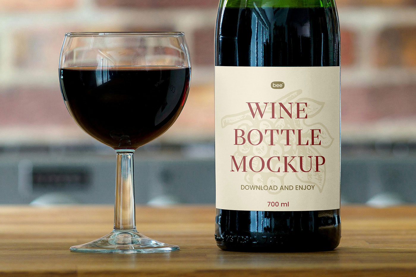 Free Square Wine Label Mockup PSD Template